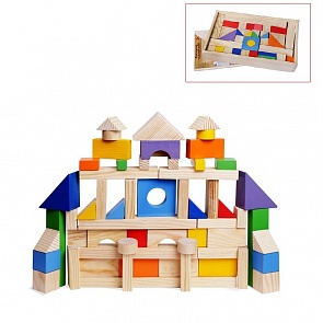 Деревянный конструктор, 85 деталей, окрашенный, в деревянном ящике (Paremo, PE117-1)